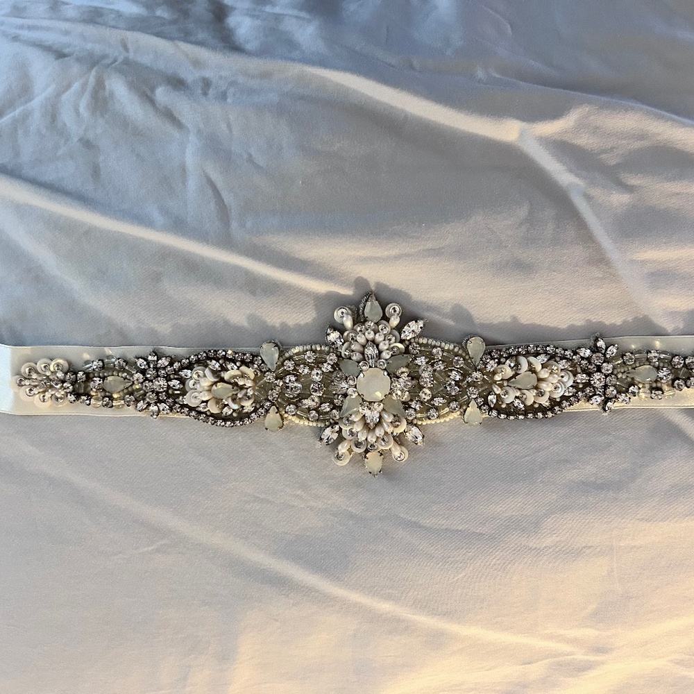 Bridal Sash with Beautiful Gem Stones and Satin Ribbon